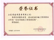 特變·森林花園3#樓獲2015年度山東省建設工程優(yōu)質(zhì)結(jié)構