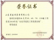 和天下3#、4#、7#、13#樓獲2018年度“山東省建筑工程優(yōu)質(zhì)結(jié)構(gòu)”